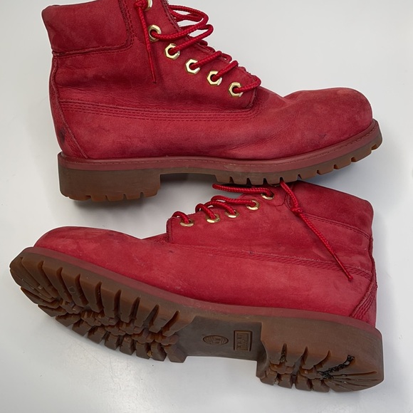 Timberland Suede leather waterproof hiking boot red Kids US 2 - Picture 9 of 15